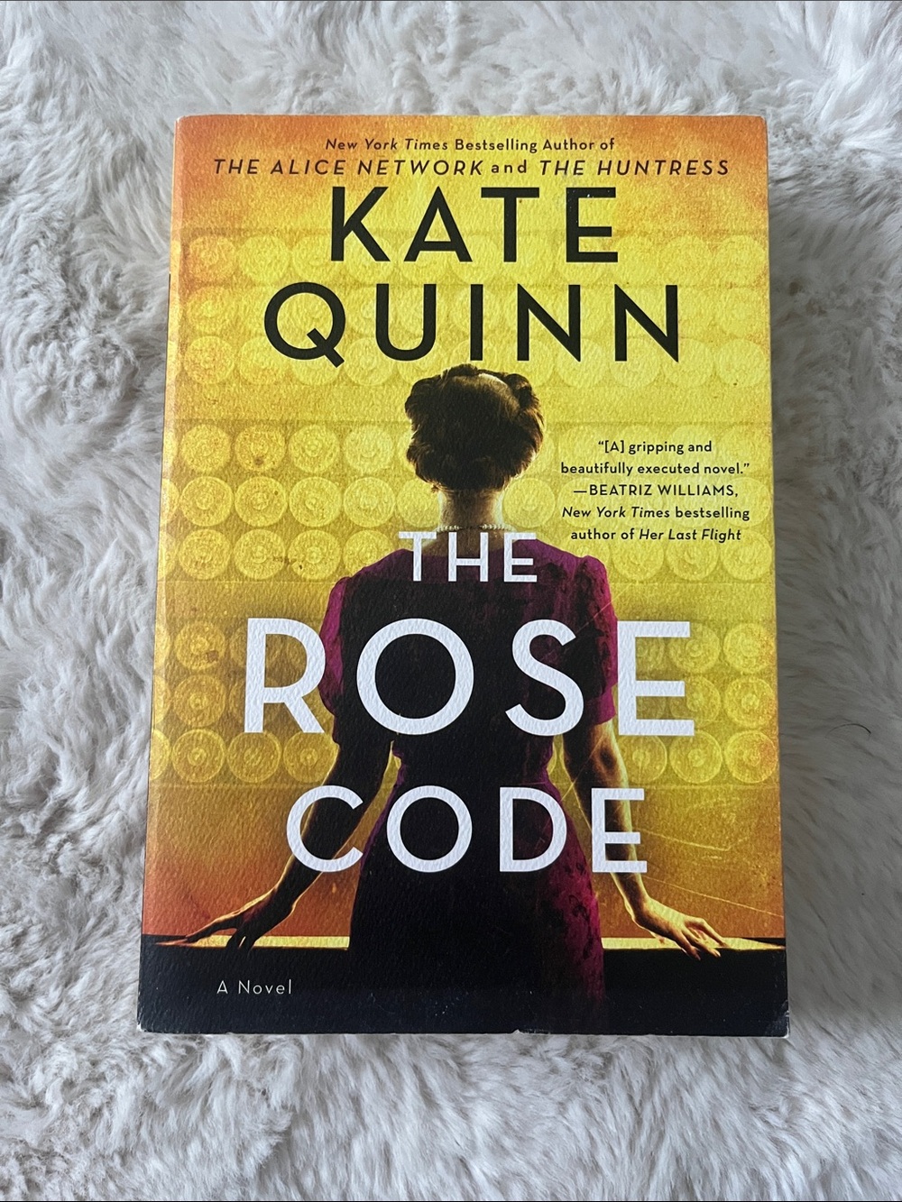 kate quinn The Rose Code — Yellow & Black Cover with Purple Silhouette